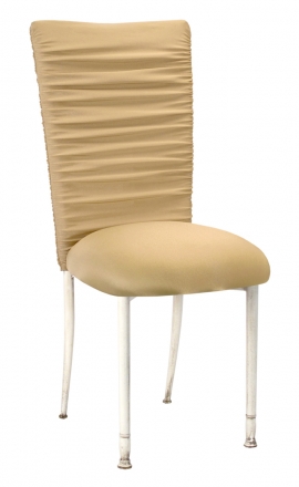 Chloe Gold Stretch Knit Chair Cover and Cushion on Ivory legs (2)