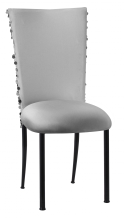 Silver Confetti Stretch Knit Chair Cover and Silver Stretch Knit Cushion on Black Legs (2)