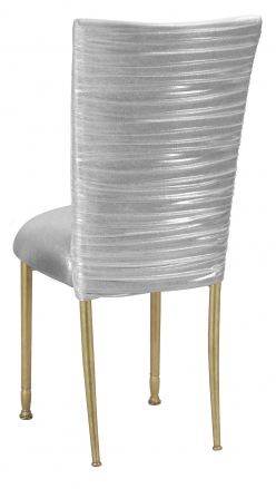Chloe Metallic Silver on White Foil Chair Cover and Cusion on Gold Legs (1)