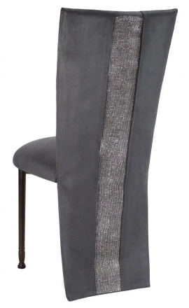 Charcoal Suede Jacket with Rhinestone Center and Cushion on Mahogany Legs (1)
