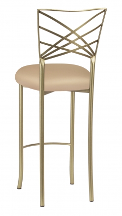 Gold Fanfare Barstool with Beige Knit Cushion (1)