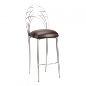 Silver Piazza Barstool with Chocolate Brown Leatherette Cushion (2)