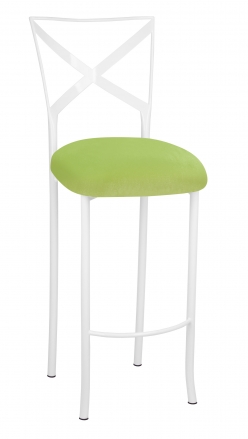 Simply X White Barstool with Lime Green Velvet Cushion (2)