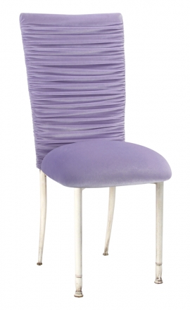 Chloe Lavender Velvet Chair Cover and Cushion on Ivory Legs (2)