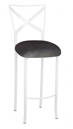 Simply X White Barstool with Charcoal Velvet Cushion (2)