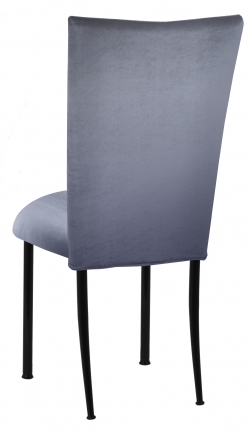 Steel Velvet Chair Cover and Cushion on Black Legs (1)
