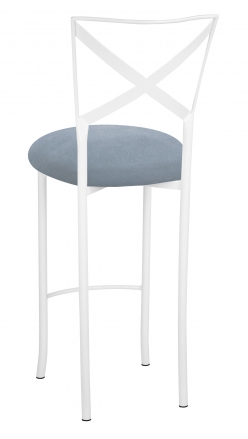 Simply X White Barstool with Ice Blue Suede Cushion (1)