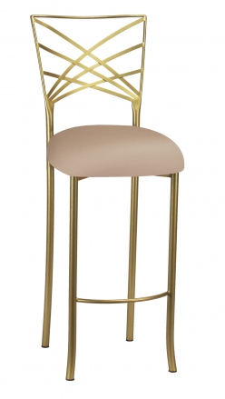Gold Fanfare Barstool with Cappuccino Stretch Knit Cushion (2)
