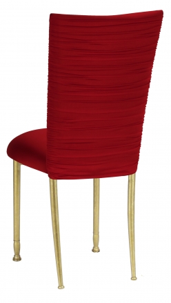Chloe Red Stretch Knit Chair Cover and Cushion on Gold Legs (1)