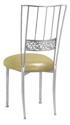 Silver Bella Fleur with Metallic Gold Stretch Knit Cushion (1)