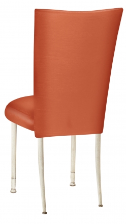 Orange Taffeta Chair Cover with Boxed Cushion on Ivory Legs (1)