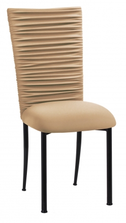 Chloe Beige Stretch Knit Chair Cover and Cushion on Black Legs (2)