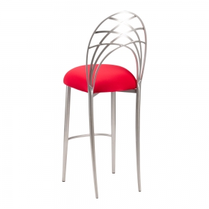 Silver Piazza Barstool with Red Stretch Knit Cushion (1)