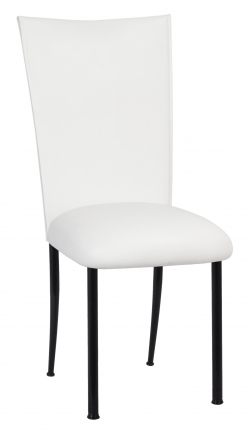 White Leatherette Chair Cover and Cushion on Black Legs (2)