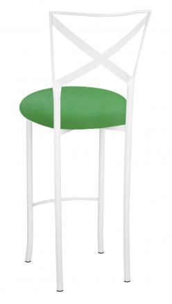 Simply X White Barstool with Kelly Green Stretch Knit Cushion (1)