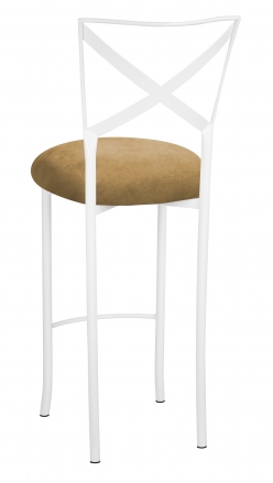 Simply X White Barstool with Camel Suede Cushion (1)