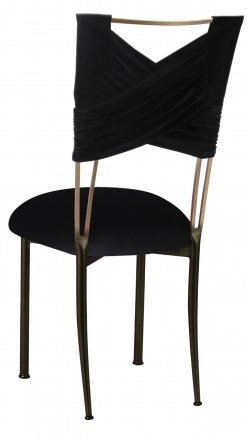 Black Velvet Sweetheart Chair Cover and Cushion on Two Tone Gold Legs (1)