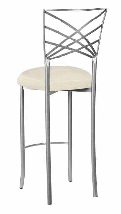 Silver Fanfare Barstool with Ivory Boucle Cushion (1)