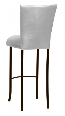 Metallic Silver Stretch Knit Barstool Cover and Cushion on Brown Legs (1)