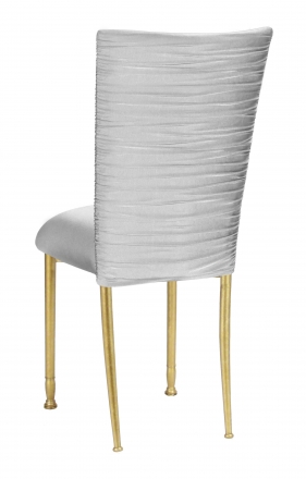 Chloe Silver Stretch Knit Chair Cover and Cushion on Gold legs (1)