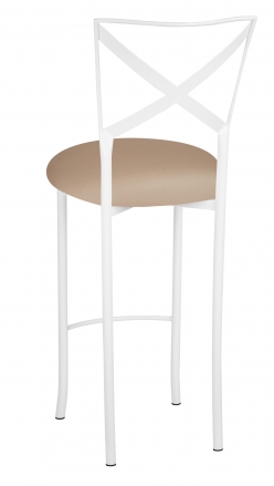 Simply X White Barstool with Cappuccino Stretch Knit Cushion (1)