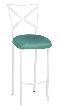 Simply X White Barstool with Turquoise Velvet Cushion (2)