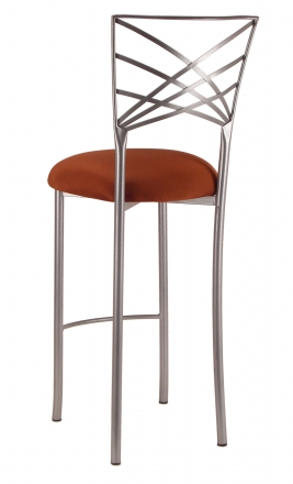 Silver Fanfare Barstool with Copper Stretch Knit Cushion (1)