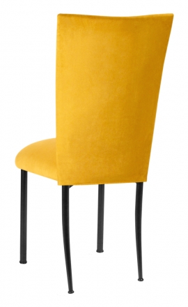 Canary Suede Chair Cover and Cushion on Black Legs (1)