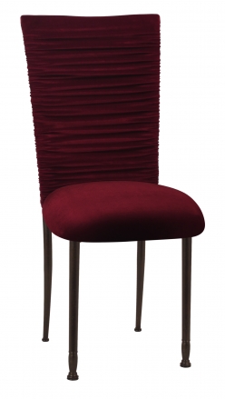 Chloe Cranberry Velvet Chair Cover and Cushion on Mahogany Legs (2)