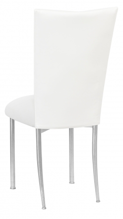 White Leatherette Chair Cover and Cushion on Silver Legs (1)
