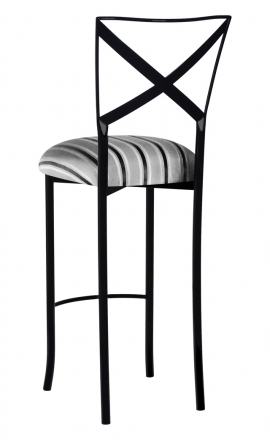 Blak. Barstool with Charcoal Stripe Cushion (1)