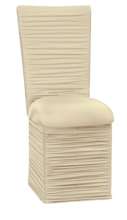 Chloe Ivory Stretch Knit Chair Cover with Rhinestone Accent Band, Cushion and Skirt (2)
