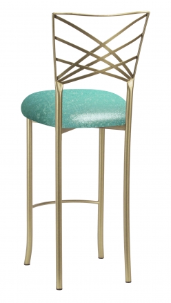 Gold Fanfare Barstool with Mermaid Knit Cushion (1)