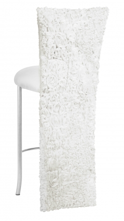 White Wedding Lace Barstool Jacket with White Knit Cushion on Silver Legs (1)