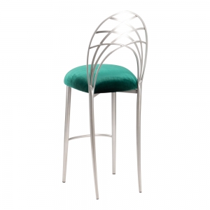 Silver Piazza Barstool with Green Velvet Cushion (1)