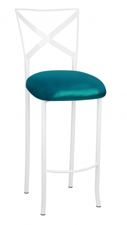 Simply X White Barstool with Metallic Teal Stretch Knit Cushion (2)