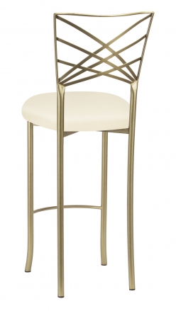 Gold Fanfare Barstool with Ivory Knit Cushion (1)
