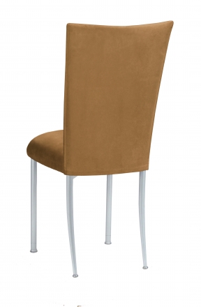 Camel Suede Chair Cover and Cushion on Silver Legs (1)