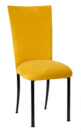 Canary Suede Chair Cover and Cushion on Black Legs (2)