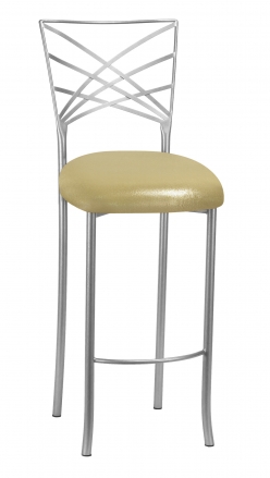 Silver Fanfare Barstool with Metallic Gold Knit Cushion (2)
