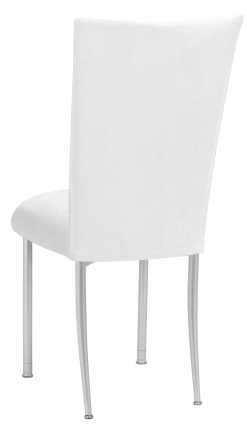 White Suede Chair Cover and Cushion on Silver Legs (1)