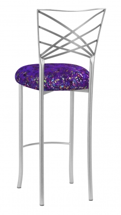 Silver Fanfare Barstool with Purple Paint Splatter Cushion (1)