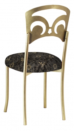 Gold Fleur de Lis with Black Lace with Gold and Silver Accents over Black Knit Cushion (1)