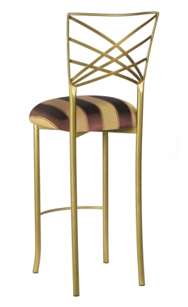 Gold Fanfare Barstool with Brown and Gold Stripe Cushion (1)