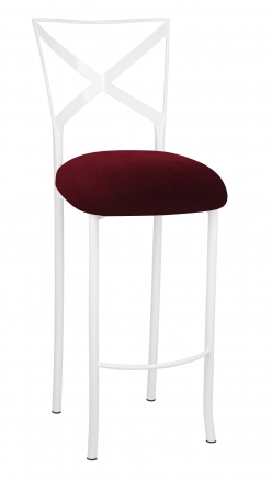 Simply X White Barstool with Cranberry Velvet Cushion (2)
