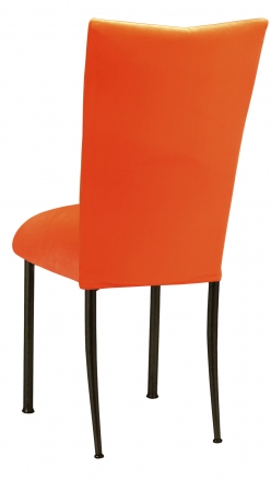 Orange Velvet Chair Cover and Cushion on Brown Legs (1)