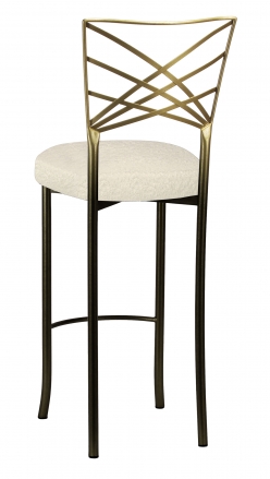 Two Tone Gold Fanfare Barstool with Ivory Boucle Cushion (1)