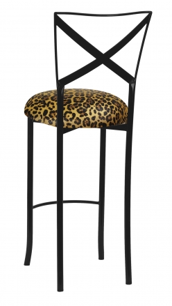 Blak. Barstool with Gold Black Leopard Cushion (1)