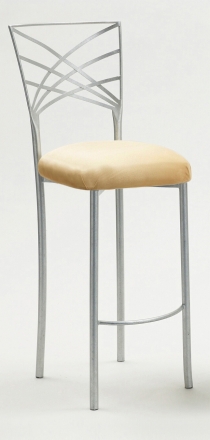 Silver Fanfare Barstool with Buttercup Suede Cushion (2)