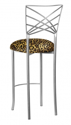 Silver Fanfare Barstool with Gold Black Leopard Cushion (1)